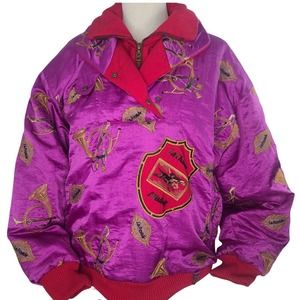 Bogner Jacket VTG 80s Purple Red Equestrian Embroidered West Germany La Royale